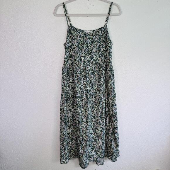 Carve Designs Jacey Dress Womens Medium Floral Tiered Midi Organic Cotton Green - Picture 1 of 12